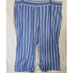 Old Navy Women’s High-Waisted Soft Linen Blend Wide Leg Pants Striped XXL Blue